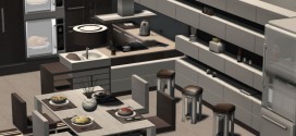 Kitchen with bar and dining room Bella – 160 animations
